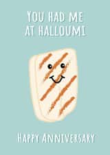Cute Halloumi Pun Anniversary Card - You Had Me At Halloumi created by @Laura Lonsdale Designs