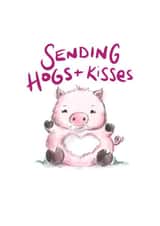 Hugs and kisses cute pig card created by @doublepea_designs