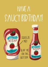 Saucy ketchup birthday card created by Silky Rose Design