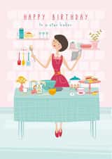 Happy Birthday Lady Baking Card created by Little Stringers