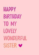 Lovely Wonderful Sister Birthday card created by AJK Stitch Designs 