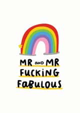 Mr and Mr Fucking Fabulous Card - Rainbow wedding card created by Arrow Gift Co