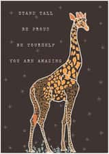 Stand tall good luck giraffe card created by Molly Lavinia Hutchings