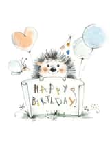 happy birthday card with cute hedgehog created by Natallia Bushuyeva