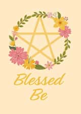 Wiccan Midsummer Floral Pentacle Think of You, Good Luck card created by Cheeky Witch®