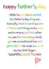 Cute Father's Day card from a child who has got it all worked out... created by Shore Designs