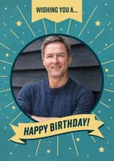 Personalised Birthday Photo Card created by Evie Garnett Designs - stars starburst Birthday Personalised Photo Card 11835