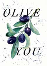 "Olive You" love card created by studio frewb
