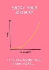 'It's all down hill from here' Birthday Card created by Minnie Joy