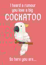 Funny Cockatoo pun Valentines/Birthday/Anniversary card created by BritWit