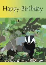 Arty Birthday Card - Badger - Woodland created by CoolArt2021