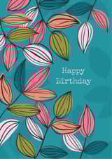Teal Leaf Happy Birthday created by Zoe Chapman Design