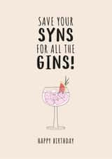 SYNS FOR GINS BIRTHDAY CARD created by Pig + Plums