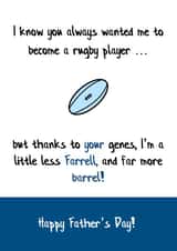 Father's Day Rugby Barrel card created by SayItWithSport