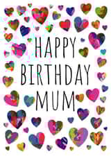 Colourful abstract heart Mum Birthday Card created by size3art