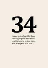 Insignificant 34th Birthday Card created by Sassy Sarah