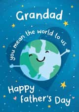 Cute Fathers Day Card - Grandad - World - Grandad You mean The World To Us created by Macie Dot Doodles
