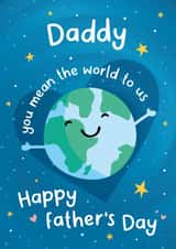 Cute Fathers Day Card - Daddy - World - Daddy You Mean The World To Us Happy Father's Day created by Macie Dot Doodles