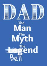 Rude Typography Fathers Day Card / Birthday Card - Dad - The Man The Myth The Bellend created by BritWit