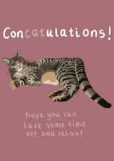 Concatulations! Cute sleepy cat congrats card created by Amy  Jane