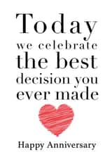 Funny Anniversary card for husband or wife male female him her created by cheeky monkey