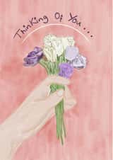 Thinking of you - Holding flowers card created by Amelia Paveley
