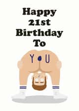 Cheeky bum 21st birthday card for him created by Studio Boketto