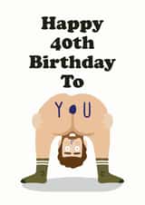 Cheeky Naked 40th birthday card for him created by Studio Boketto