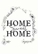 New Home Card - Floral House - Home Sweet Home card - flowers - new house card created by SVHIllustration