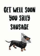Get well soon you silly sausage Dachshund card - funny get well soon card created by SVHIllustration