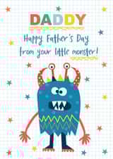 Cute Monster Fathers Day Card - Daddy - Monster - Daddy Happy Father's Day From Your Little Monster! created by TillieMint
