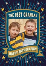 Personalised Father's Day Photo Card created by The Typecast Gallery - Cute Personalised Badge Father's Day card / Photo Card - For Grandad - The Best Grandad Happy Father's Day