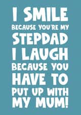 Funny card for your stepdad wishing him a happy birthday or father’s day created by Naomi Park
