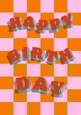 Happy Birthday Vibrant Checkerboard Card created by Robs Doodles