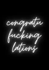 Congratulations 'Sweary' Neon Sign Sarcasm Card created by Six of Hearts