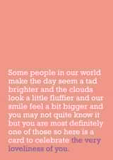 The Very Loveliness Of You: Thank You Card To Celebrate Someone 1000 created by The Right Lines