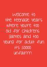 teenager so unfair birthday card created by Lucy Likes It