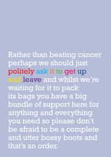 Politely Ask It To Leave: Cancer Card To Offer Support created by The Right Lines