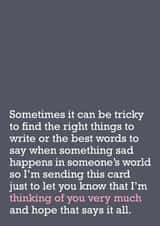 Thinking Of You Very Much: Sympathy Card For Loss created by The Right Lines