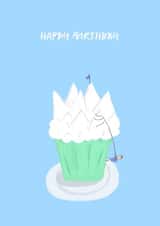 Mountaintop birthday cupcake created by Eliza Grace Studio