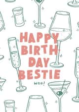 Bestie Drinks Woo! Birthday card created by studionough