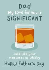Funny Whisky Fathers Day Card - Dad - Whisky - Dad My Love For You is Significant Just Like Your Measures Of Whisky created by Fliss Muir