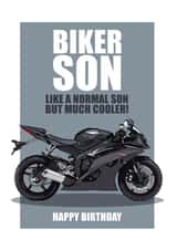 BIKER SON Motorbike Birthday Card. created by RetroMotion Artwork