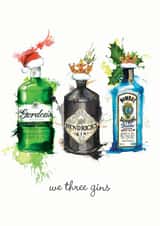 We Three Gins Christmas card created by Georgina Luck Illustration