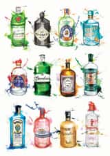 Pretty Bottles of Gin created by Georgina Luck Illustration