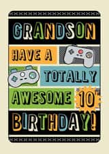 Retro Gamer Grandson 10th Birthday Boy Card created by Emoticology Cards