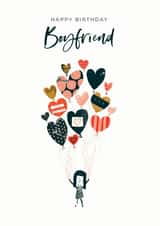 Boyfriend heart balloons birthday card created by Rebecca Prinn