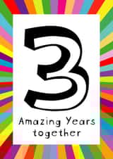 Rainbow burst 3 year Anniversary Card created by size3art