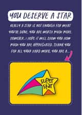 You deserve a star appreciation card created by Poppy Lane