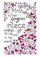 Happy Birthday Gorgeous Niece - With Love - Birthday Card created by Paperlicious
